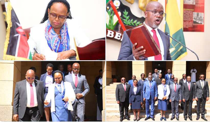 swearing-in of the chairperson and members of the Tribunal appointed to consider four petitions for the removal of Environment and Land Court Judge Mohammed Noor Kullow from the office